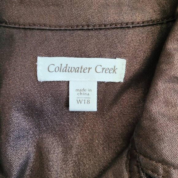 Coldwater Creek Womens Jacket Plus Size 18W Bronze Metallic Pockets Cotton Snaps - Picture 8 of 9